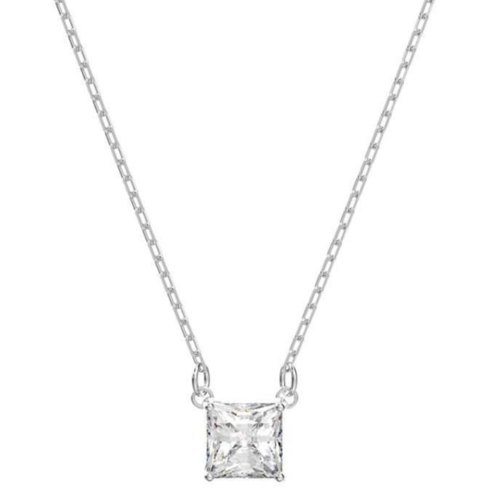 Swarovski Silver Necklace with Square Pendant